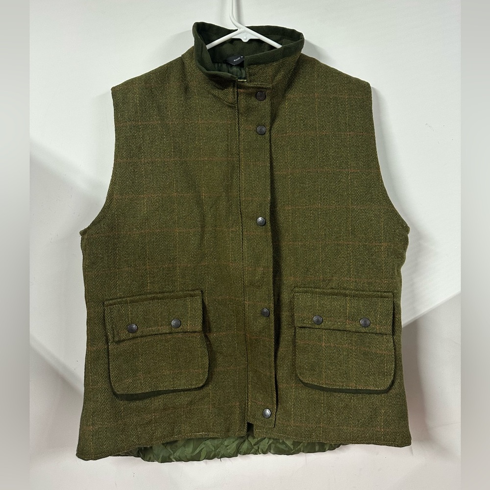 Walker & Hawkes Vest Women Size 16 Green Purple Plaid Derby Tweed Waistcoat